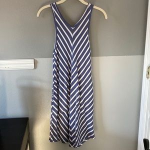 Stripe blue and white dress with pockets #276